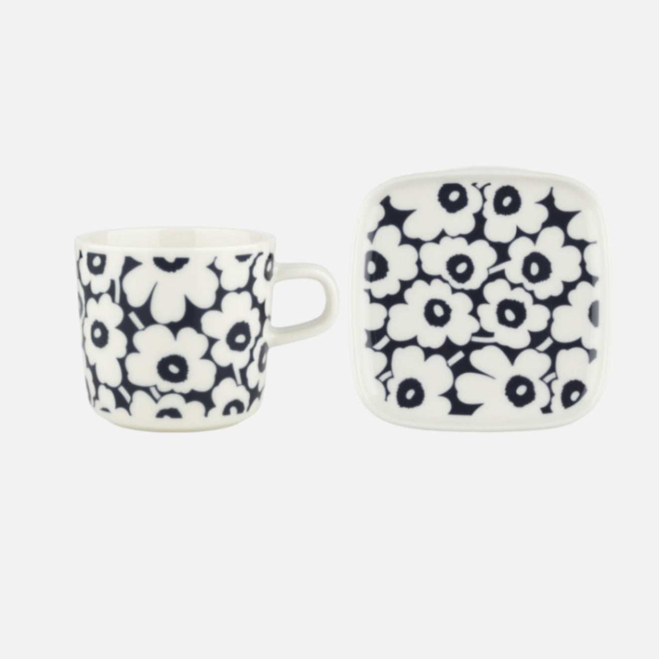 Marimekko Pikkuinen Unikko 1pc 2DL Cup and 1pc 10X10cm Plate Set