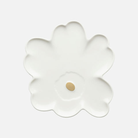 Marimekko Unikko Shape Plate 20cm white gold