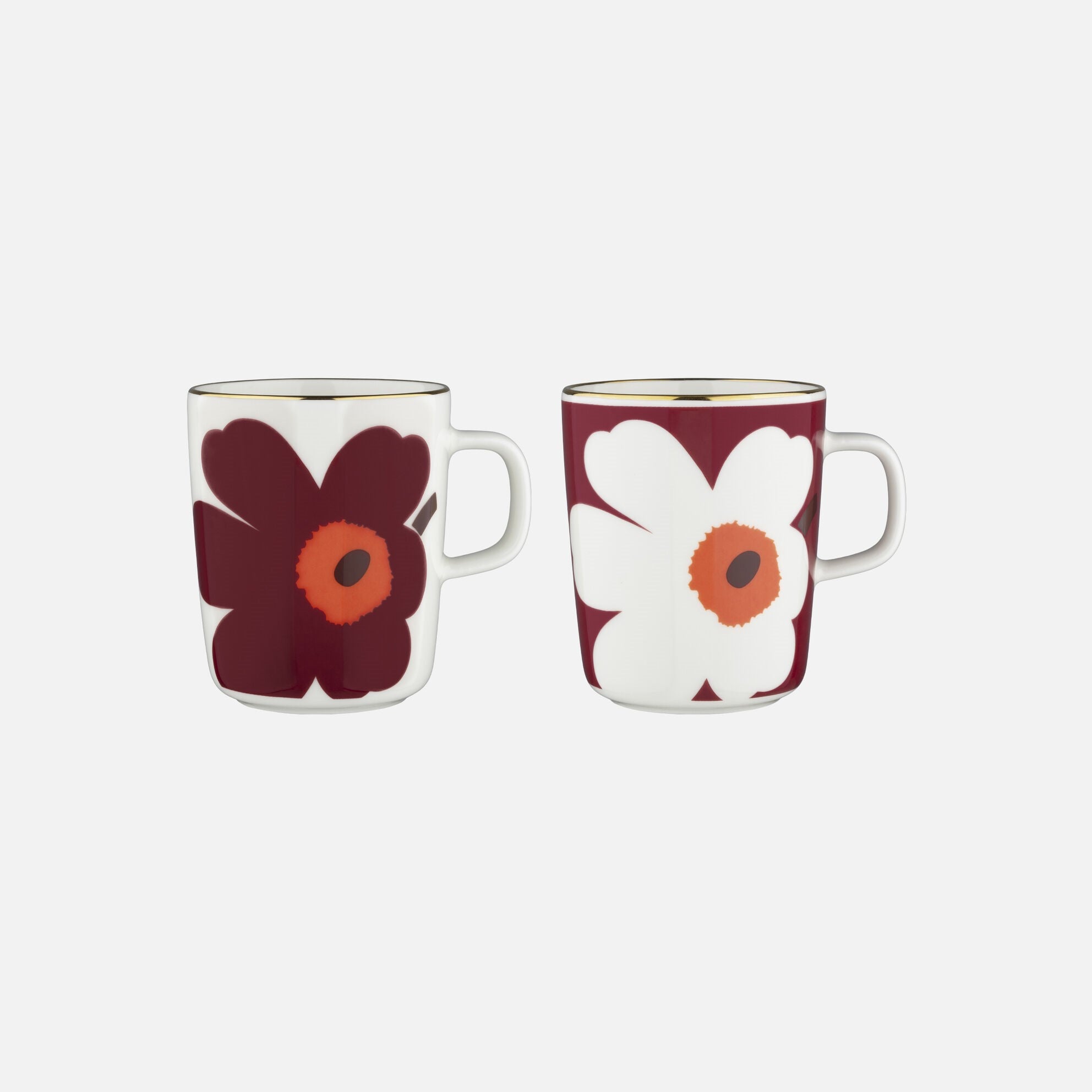 Marimekko Juhla Unikko 2.5DL Mug 2pc Set Burgundy gold