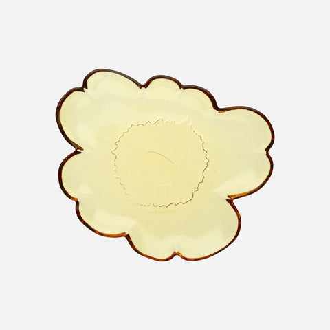 Marimekko Unikko Shape Glass Plate 20cm with box amber