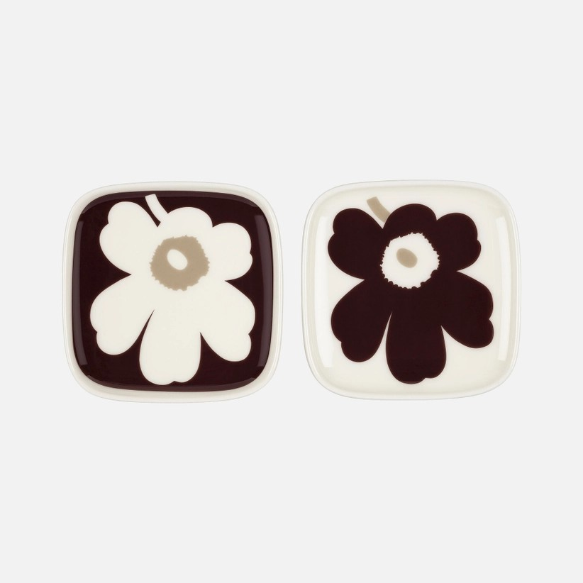 Marimekko Oiva / Unikko plate 10 cm 2 pcs Dark wine