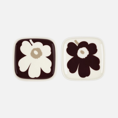 Marimekko Oiva / Unikko plate 10 cm 2 pcs Dark wine